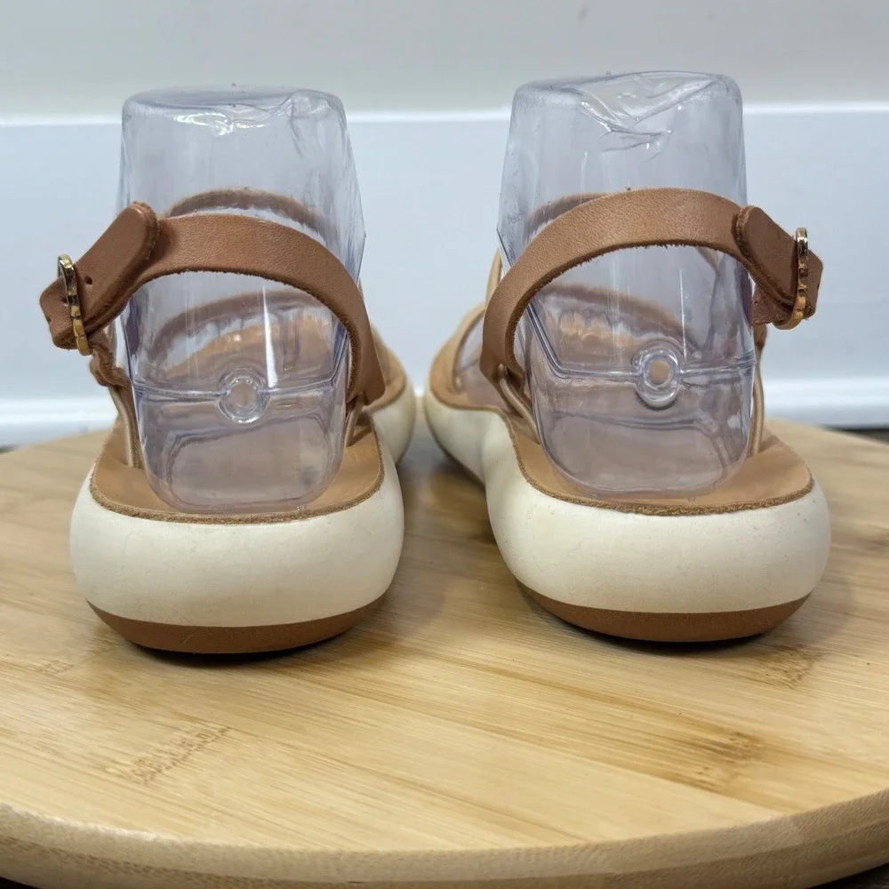 Ancient Greek Sandals Platform Strappy Women 37 Tan Leather Slingback Boho Chic